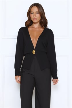 Noir Allure Knit Cardigan Black