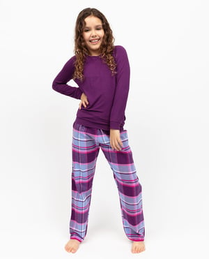 Hazel Girls Slouch Jersey Top and Brushed Check Pyjama Set - 12-13