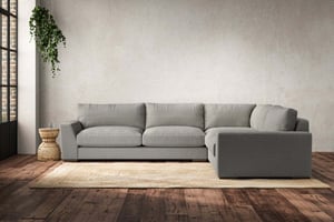 nkuku Guddu Large Right Hand Corner Sofa | Make To Order | Brera Linen Smoke | No Colour