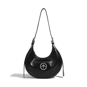 Jeulia Black Super Soft Hobo Bag Mini Logo Half-moon Shoulder Bag