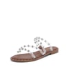 DREAM PAIRS Clear Studded Rhinestone Flat Sandals