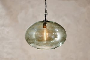 nkuku Otoro Recycled Glass Pendant Round | Lights | Large Round | Green Smoke