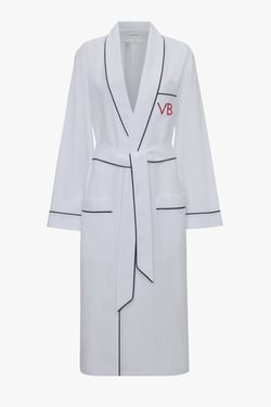 Victoria Beckham Piping Detail Pyjama Robe In White - XL - Womens