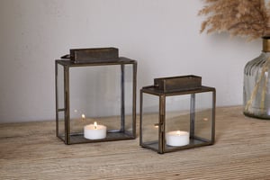 nkuku Obi Mini Table Lantern | Candles Holders & Lanterns | Small | Antique Brass