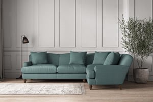 nkuku Deni Large Left Hand Corner Sofa | Make To Order | Recycled Cotton Teal | Recycled Cotton Airforce