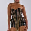AKIRA Chained Down Corset Top | Black | Size Large