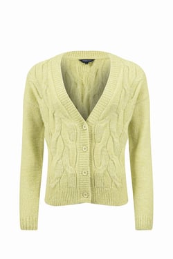 Weird Fish Rhona Super Soft Cable Knit Cardigan Celery Size 8