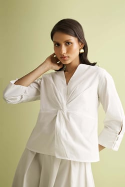 Front Twist Top in White - Coconut White / S