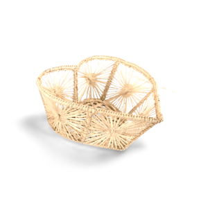 Heart Handwoven Iraca Palm Basket - Natural Straw with Color Accents / Red