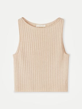 Organic Color Cashmere Crop Top - 2XL / Beige / WK732-02