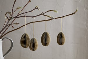 nkuku Piani Hanging Paper Decoration Set Of 4 | Decorative Accessories | Moss Green