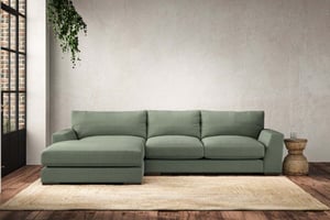 nkuku Guddu Left Hand Chaise Sofa | Make To Order | Medium | Brera Linen Jade