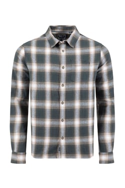 Weird Fish Broxton Organic Cotton Long Sleeve Herringbone Check Shirt Grey Size XL