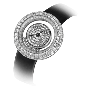 TSAR BOMBA Luxury Women's Watch | Black | Nucleus Femme 01 | Full Diamond Pave Floating Crystal Dial | Elegant Round Jewelry Watch with White Leather Strap