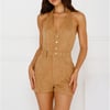 Rodeo Razzle Suede Halter Romper Tan