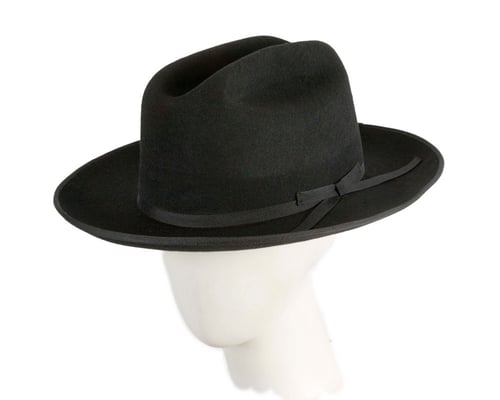 Max Alexander Black Heritage Western Fedora – Structured Wool Felt