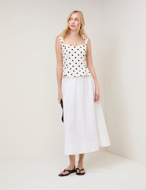 White Poplin Midi Skirt
