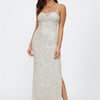 Disco Dancing Maxi Dress Beige Sequin
