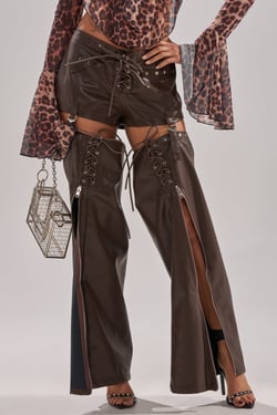 AKIRA Wanna Be Faux Leather Chaps | Brown | Size 1X
