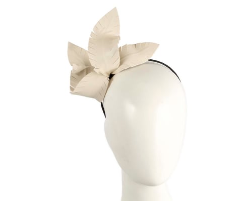Cream leather flower headband fascinator by BELIEVERA