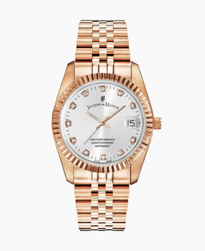 Inspiration Elegance 36MM Three-hands Date Rosegold-tone Silver dial Stainless steel swiss watch - 36 MM