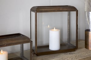 nkuku Kiwanda Tall Lantern | Candles Holders & Lanterns | One Size | Antique Brass
