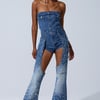 AKIRA Throw Down Denim Jumpsuit With Chaps | Size Small