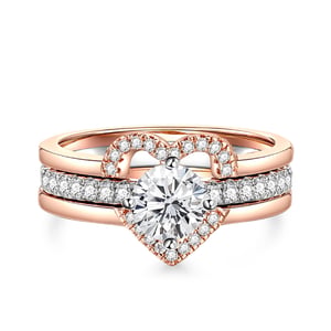 Jeulia Simple Two Tone Three Ring Set Round Cut Sterling Silver