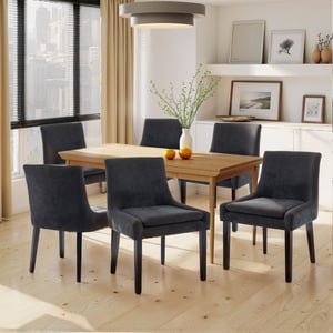 COLAMY MAIRA Transitional Neutral Dining Chair - Black / Set of 6