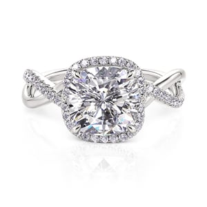 Jeulia Twist Knot Design Halo Cushion Cut Engagement Ring Sterling Silver