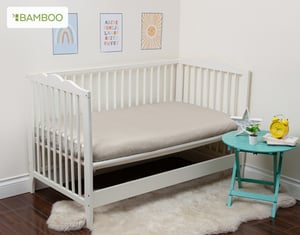QE Home Bamboo Cotton Crib in Sized Fitted Sheet in Driftwood, Beige