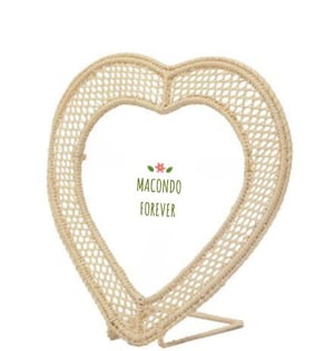 Heart-Shaped Handwoven Iraca Picture Frame - Natural Palm with Color Accents / Light Green
