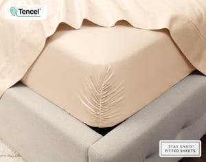 QE Home 500TC Eucalyptus Luxe TENCEL™ Lyocell Sheet Set Fitted Sheet in Peachland, Yellow, King