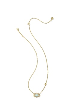 Elisa Bird Gold Short Pendant Necklace Opalite Illusion