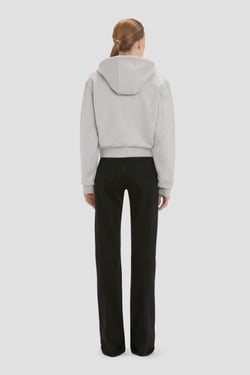 Victoria Beckham Full Zip Hoodie In Grey Marl - XL - Womens