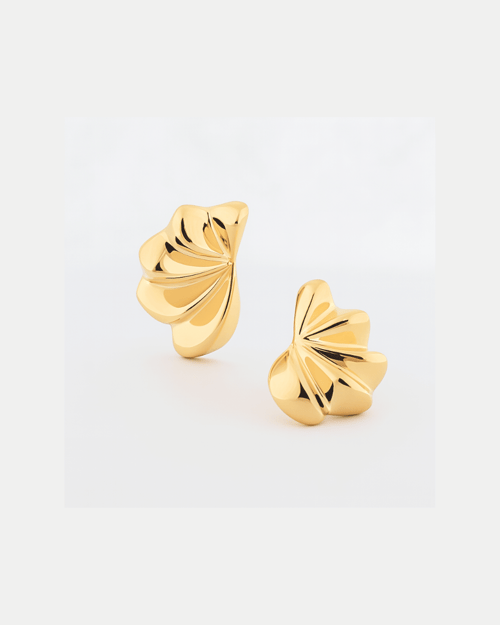Serena Sculptural Fan Gold Earrings