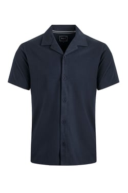 Weird Fish Grafton Organic Cotton Soft Jersey Shirt Navy Size S