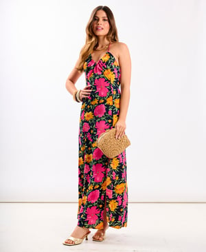 Pink Floral Maxi Dress - 18
