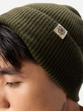 Cashmere Rib Knit Beanie - One Size / avocado / AK0231-0038/0000