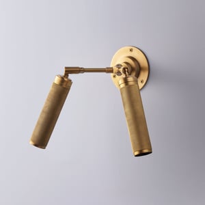 Quantum double wall light in antiqued brass