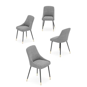 COLAMY LUMA Modern Fabric & Metal Dining Chair - Dark Gray / Set of 4