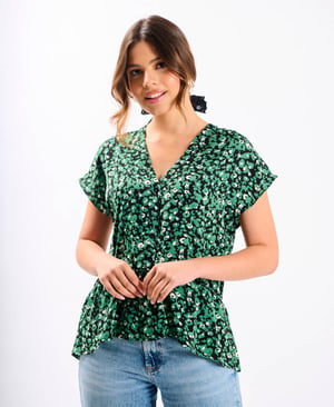 Green Animal Tiered Hem Top - 18