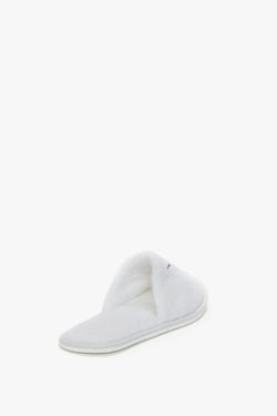 Victoria Beckham VB Embroidered Towelling Slippers In White - L - Womens