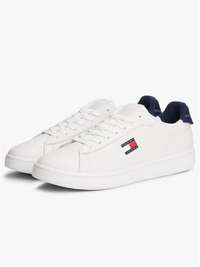 Tommy Jeans Mens Leather Archive Court Trainers - White - 44