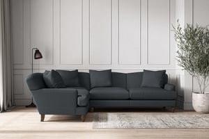 nkuku Deni Large Right Hand Corner Sofa | Make To Order | Recycled Cotton Mercury | No Colour