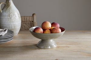 nkuku Valinha Earthenware Footed Bowl | Serveware | One Size | Grey