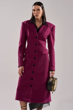 AKIRA Scarlett Luxe Trench In Purple | Size 1X