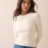 White Jersey Fitted Long Sleeve Top