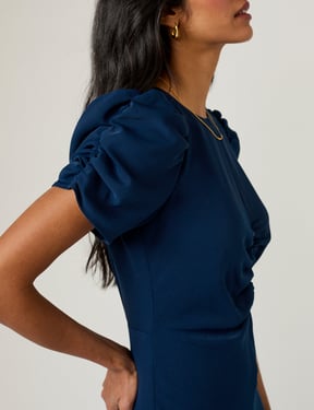 Navy Ruched Naomi Midi Dress