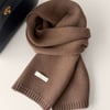 100% Wool Solid-Color Woven Scarf - Coffee / One Size